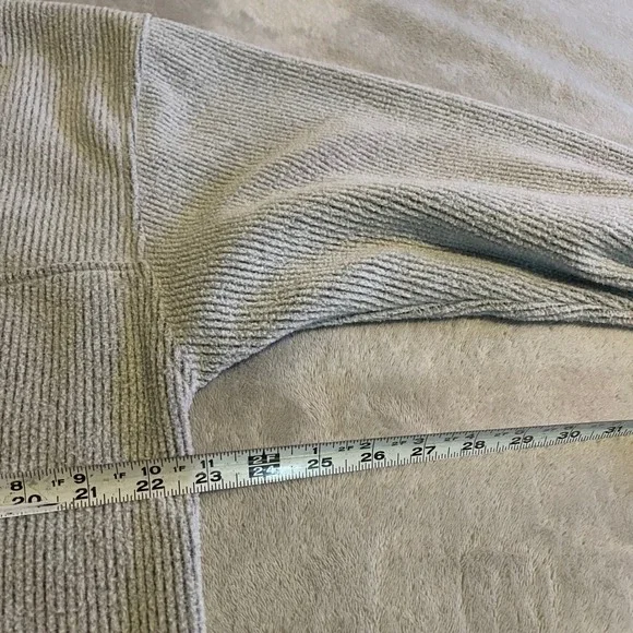 Vintage Rag Wear 90s Mens Large Grey Ribbed Fleece Quarter Zip Pullover Sweater - Picture 5 of 9